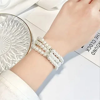 รับคูปองก่อนสั่ง！ สร้อยข้อมือไข่มุก สร้อยไข่มุก กำไลไข่มุก สง่า ชาติพันธุ์ วินเทจ เครื่องประดับ สำหรับผู้หญิง