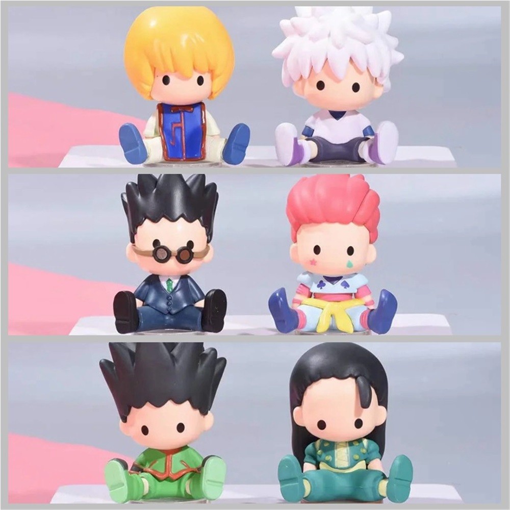 HUNTERHUNTER ชุด 6 ชิ้น KILLUA ZOLDYCK HISOKA ILUMI ZOLDYCK นั่ง Pose Figure - รุ่นทดลอง Chibi รูปปั