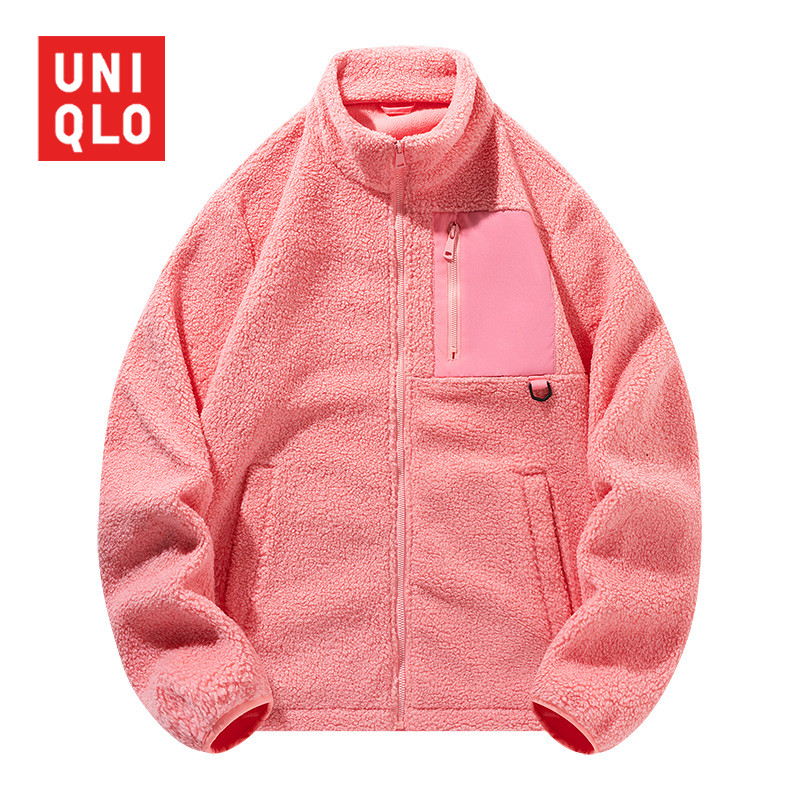 UNIQLO แจ็คเก็ตผู้หญิง ฤดูใบไม้ร่วงและฤดูหนาว ออกแบบเหมือนตุ๊กตาขนแกะ สวมใส่ง่ายและสบาย