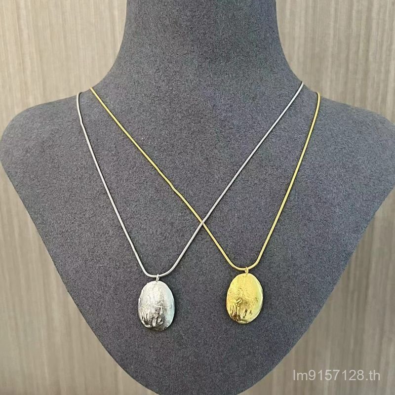 สร้อยคอรูปไข่เงินสเตอร์ลิงบทคัดย่อหญิงAll-Match Original Handmadeลายนิ้วมือABOABS925 Raindropเนื้ออา