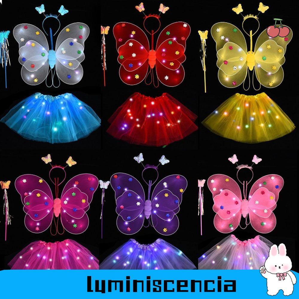 LUMINESCIA กระโปรงเด็กผู้หญิง Princess Hair Hoop 2-8 ปีอีสเตอร์วันวาเลนไทน์ปีกผีเสื้อ Angel Luminous