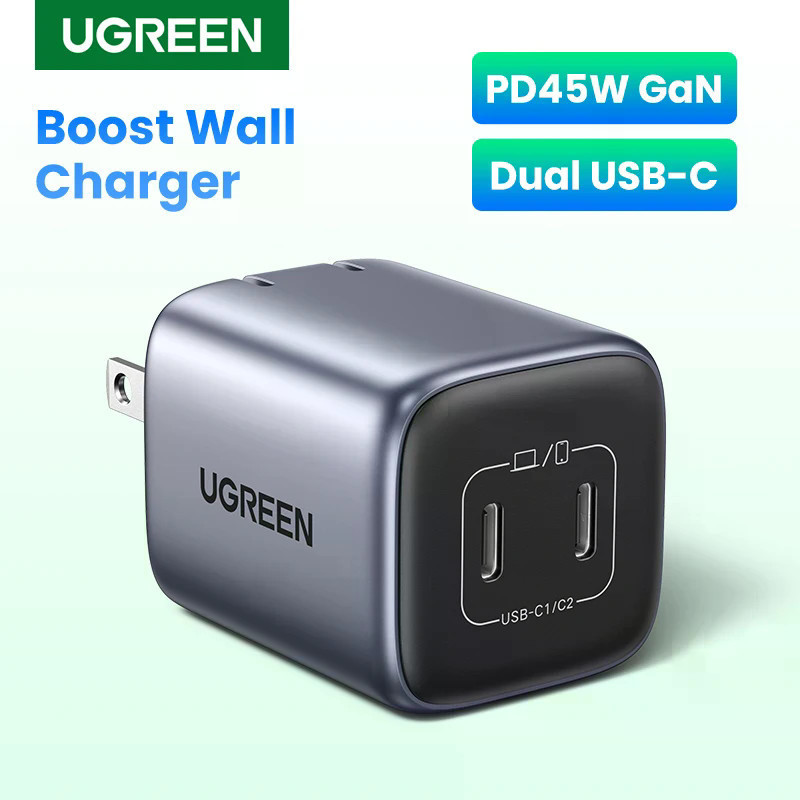 UGREEN GaN 45W Charger USB C PD QC 3.0 Fast Charger Plug สําหรับโทรศัพท์โทรศัพท์มือถือ