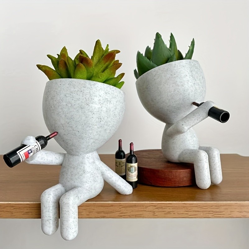 [Boho-Chic Planter] ชาวไร่ฉ่ําเรซิน Boho-Chic น่ารัก | การออกแบบขวดไวน์สําหรับตกแต่งบ้านและบาร์ของขว