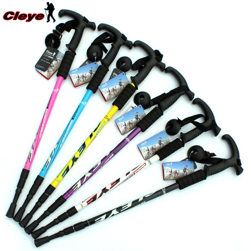 Cleye อลูมิเนียม Anti-slip Trekking Pole Retractable Trekking Pole กลางแจ้ง Trekking Pole Retractabl