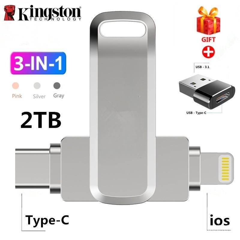 2TB 3-in-1 USB 3.1 OTG i/o/s Pendrive1TB 512GB 256GB 128GB แฟลชไดรฟ์ 64GB สําหรับอุปกรณ์จัดเก็บข้อมู