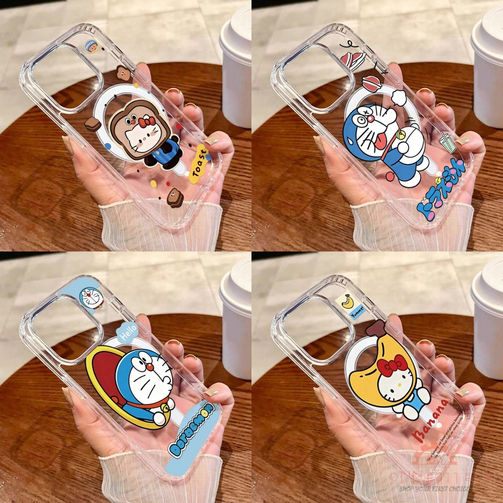 for เคสไอโฟน11 13 14 iPhone16 Pro Max 15 17 12 14 Promax case 14 15 Pro 6 14 15 plus โดเรมอน เคสโทรศัพท์แบบใสแม่เหล็ก