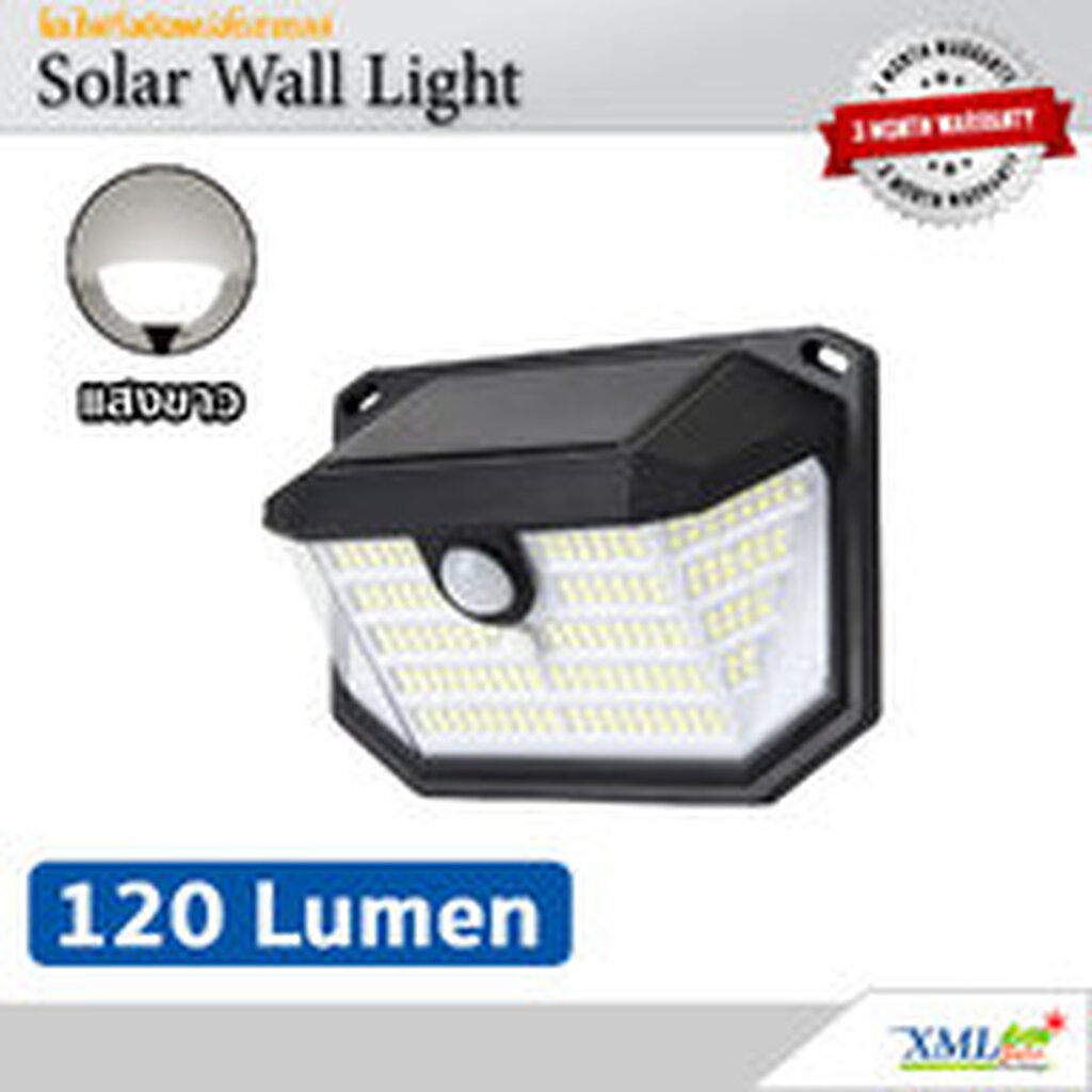 ไฟติดผนังโซล่าเซลล์ รุ่น 120 / 400 Lumen (เเสง : ขาว)
