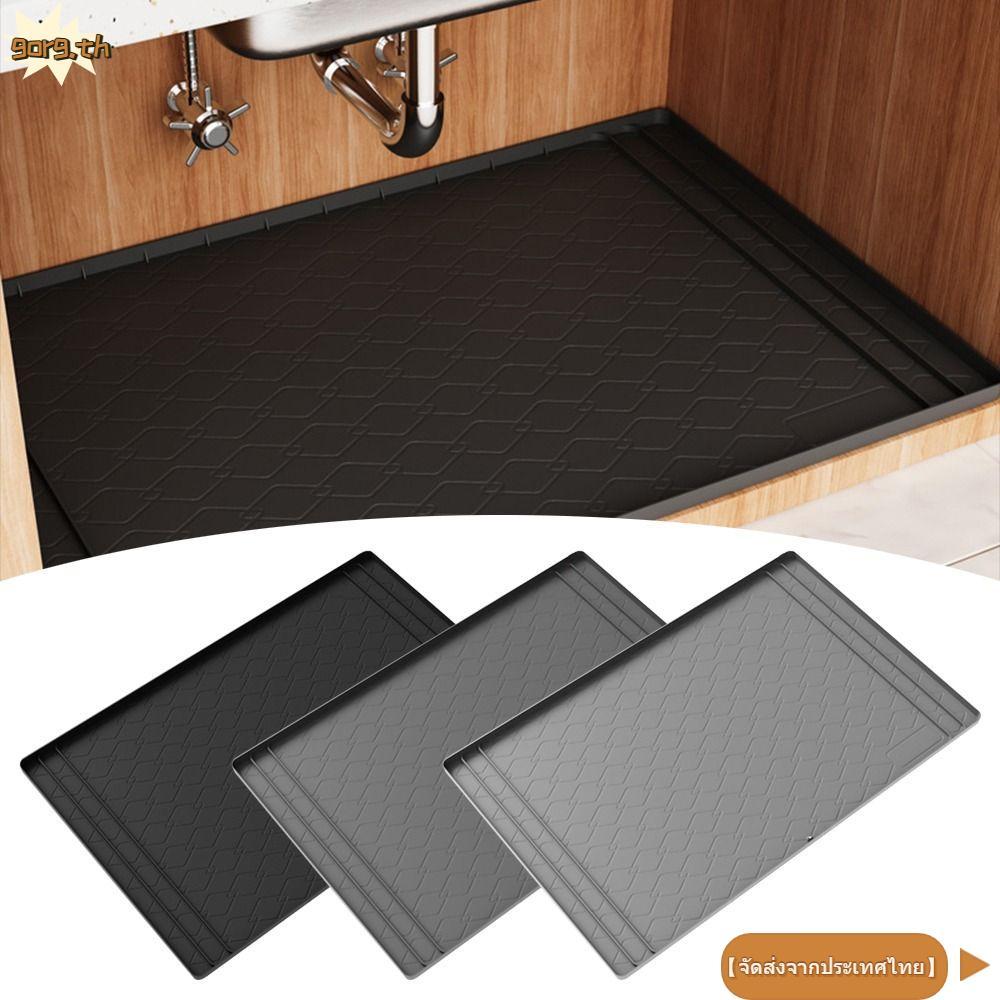 จัดส่งจากประเทศไทยGORG ตู้ Liner, ซิลิโคน 34" x 22" Under Sink Mat, Multi-Function กันน้ําทําความสะอาดง่ายถาดอ่างล้างจานสําหรับห้องครัวห้องน้ํา