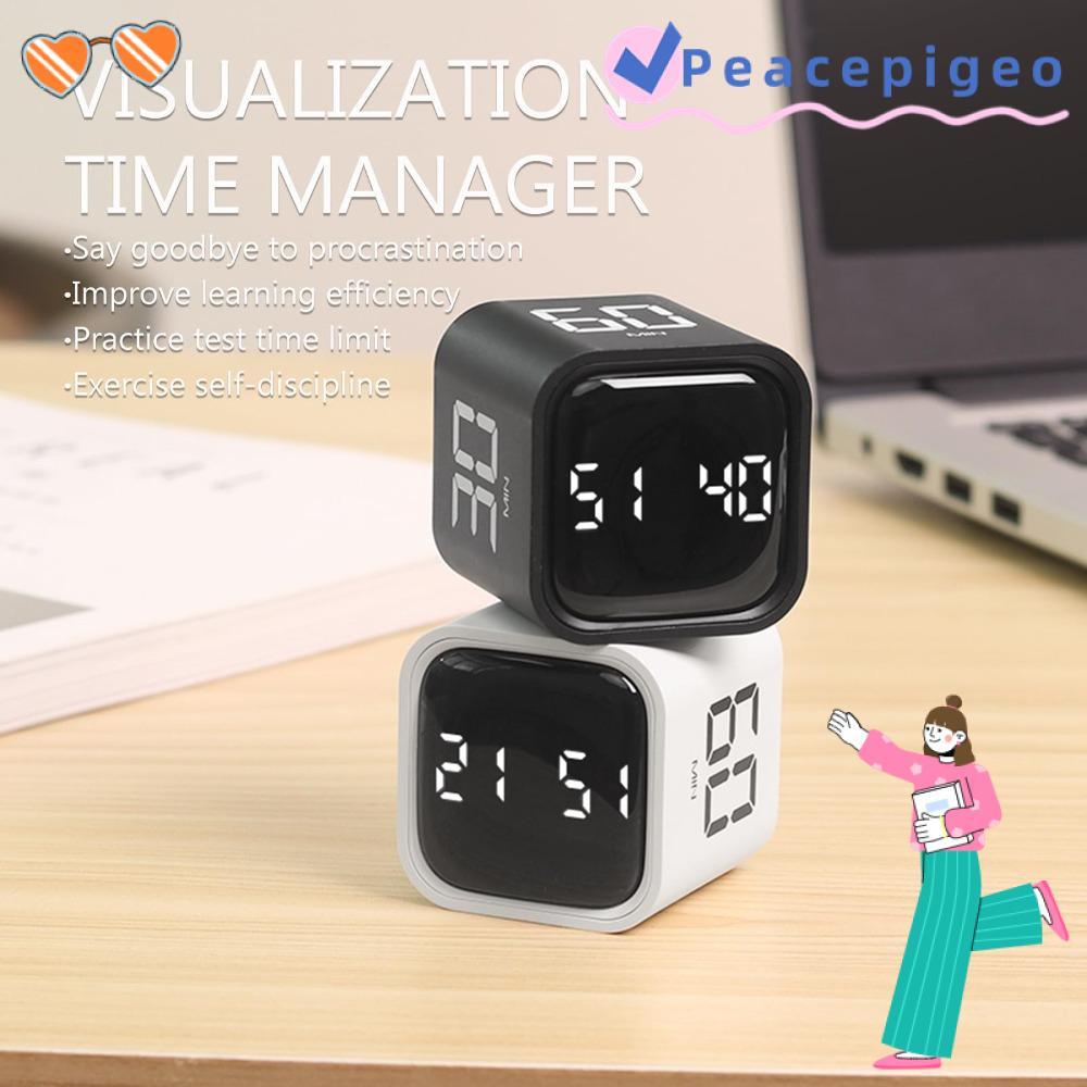 PEACEPIGEO Pomodoro Timer, Rotation Gravity Sensing Digital Cube Timer, Custom นับถอยหลัง 5/10/30/60