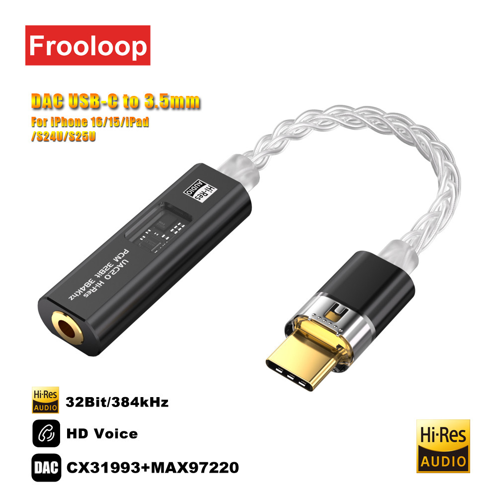 USB C ถึง 3.5 มม.อะแดปเตอร์แจ็ค DAC Type-C เครื่องขยายเสียง Hi-Fi หูฟังสเตอริโอ AUX Converter CX3193 MAX97220 Dual ชิป Digital Decoding 32Bit 384KHz