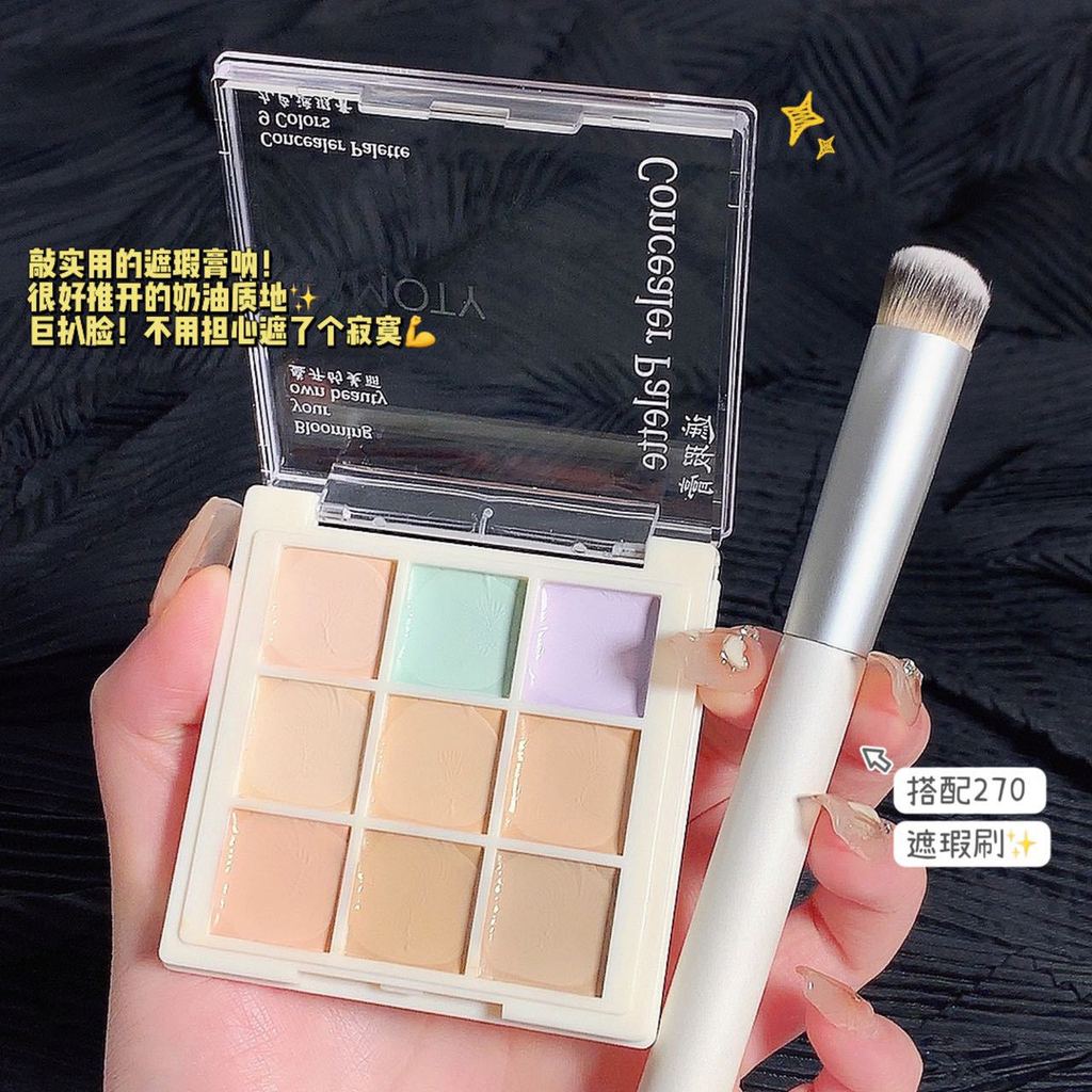 FAMOTY Nine-Color คอนซีลเลอร์ Palette จุดสิวความหมองคล้ํา Tear Groove ผิวกระจ่างใส Tone 9 สีคอนซีลเล