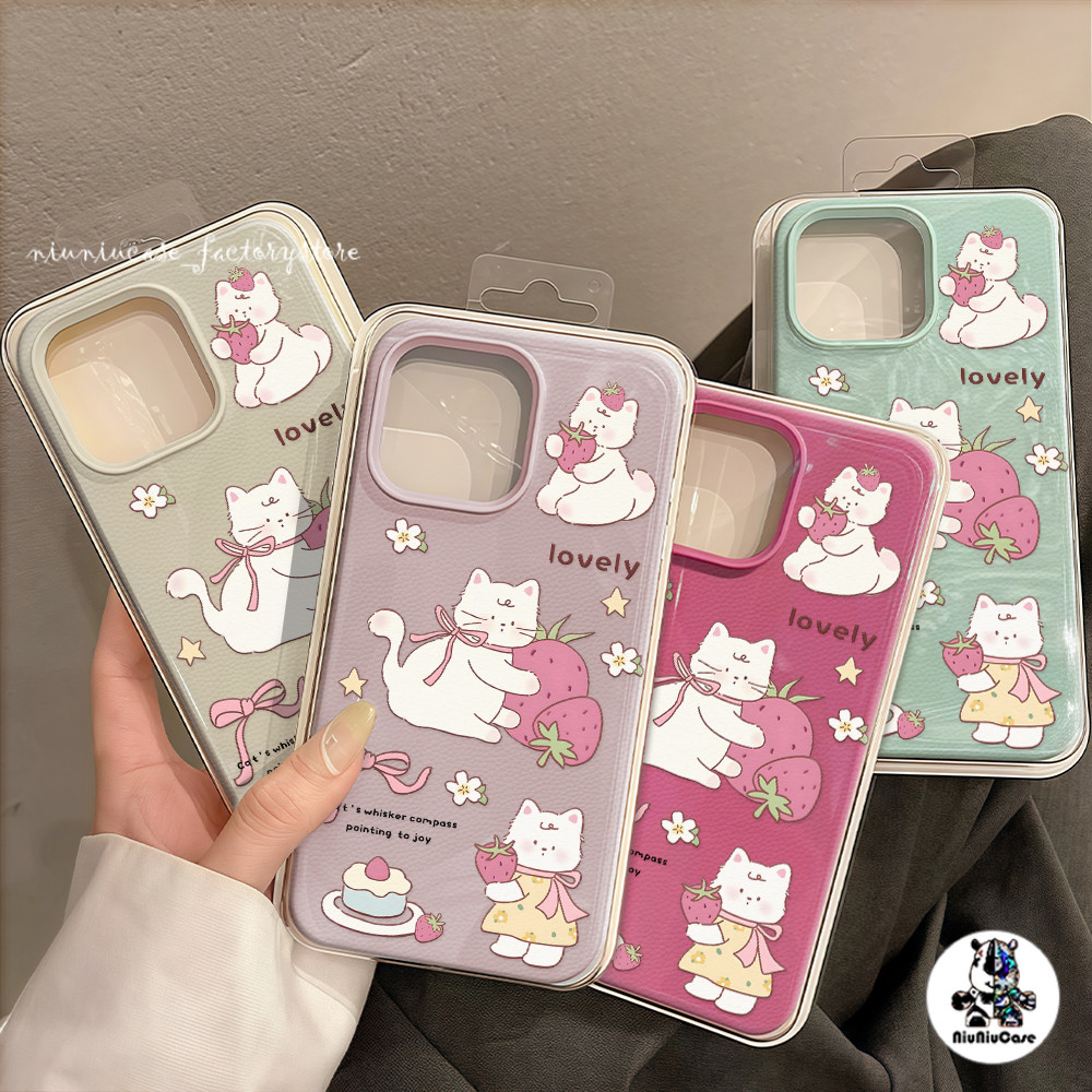 เคสโทรศัพท์ For iPhone 17 เคสนิ่ม TPU สีลูกกวาด แมวสีชมพู For iPhone 11 15 14 13 12 16 17 Pro max XS XR 7 16 8 Plus Case