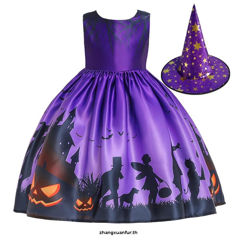 ชุดคอสเพลย์ฮาโลวีน Carnaval ออกแบบเหมือนฟักทองและค้างคาว สีดำและส้ม สำหรับงานปาร์ตี้ AWS080