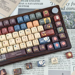 Harry Potter Thai Keycaps 125 คีย์ MOA/เชอร์รี่โปรไฟล์ PBT Dye Sublimation Wooting Aula F75 รอบ Keycaps Cool สีน้ําตาล Magic School Hedwig Hogwarts Keycap
