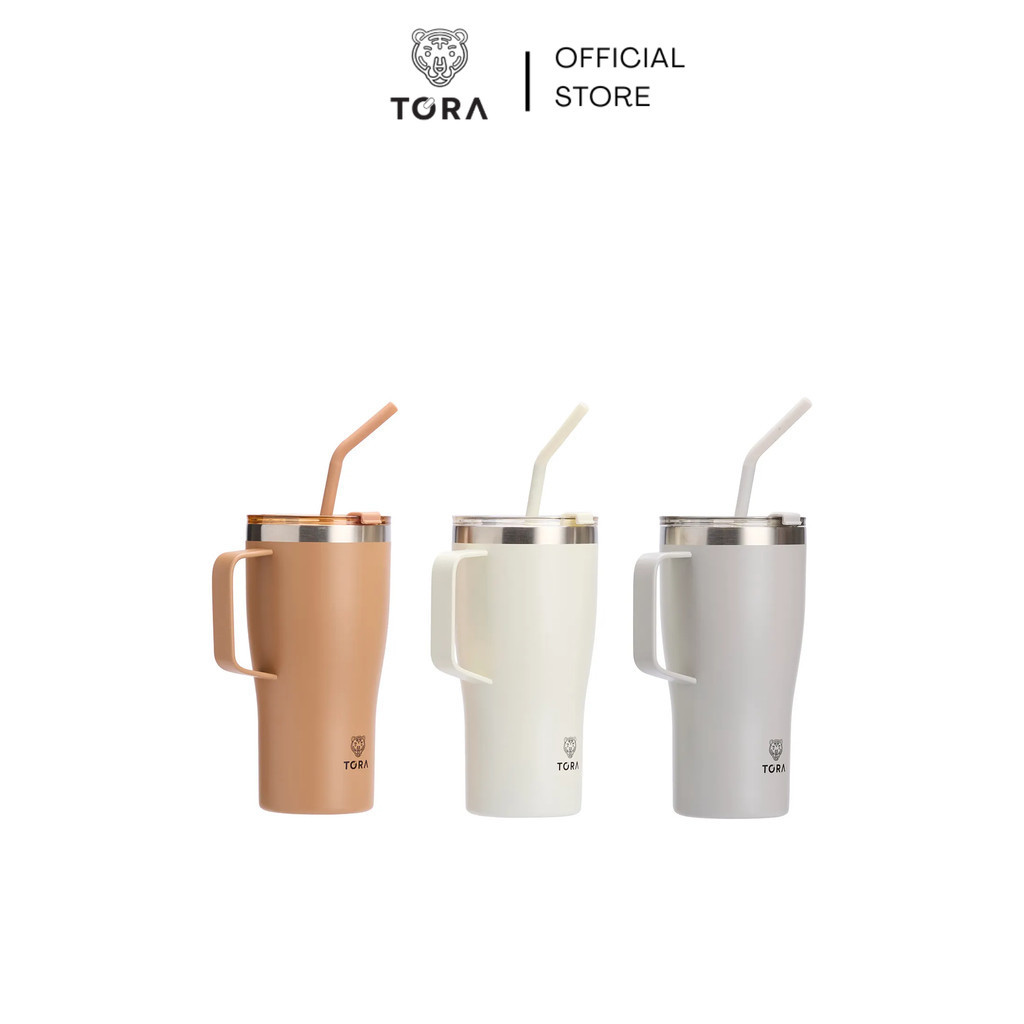 Tora แก้วน้ำสุญญากาศ สแตนเลส เก็บความร้อนเย็น พร้อมหลอดดูด รุ่น AW25 ความจุ 568 มล.