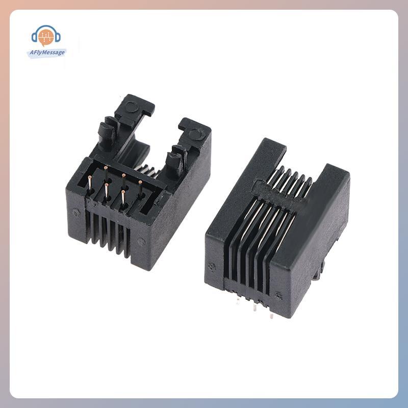 AFl 10PCS RJ11 โทรศัพท์ซ็อกเก็ตโค้ง Pin 95001 4P4C 6P6C 6P4C หญิงแจ็ค Pcb Connector โทรศัพท์ซ็อกเก็ต