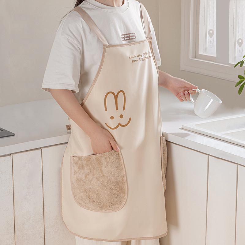 Hand Wipe Apron Home Kitchen กันน้ํา Oil-Proof Milk Tea Nail Shop High-Value Overalls Ready Stock * 