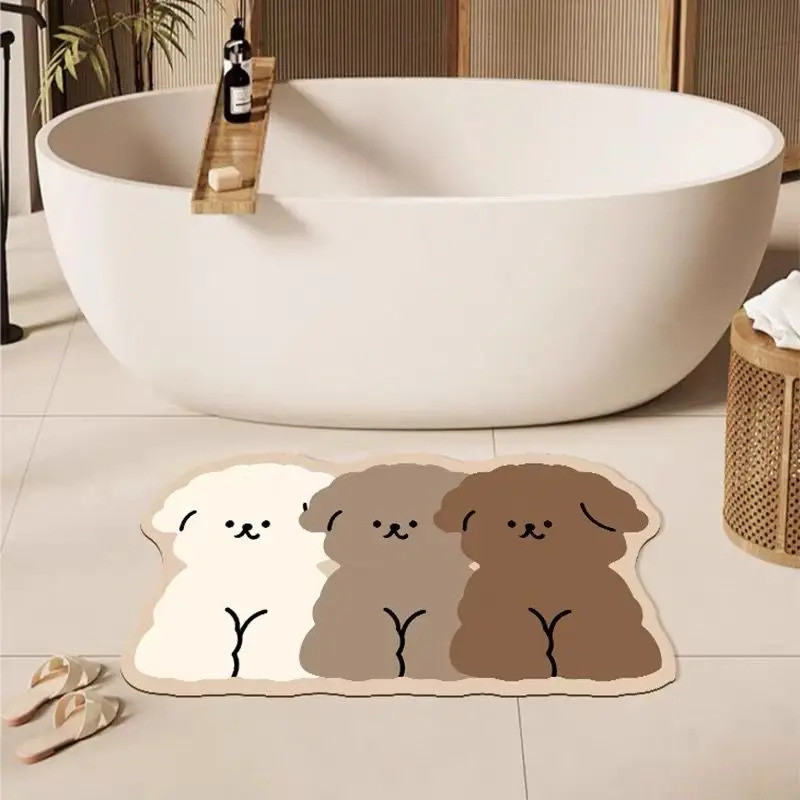 Three-color puppy bathroom carpet diatom mud bathroom quick-drying absorbent floor mat household bat
