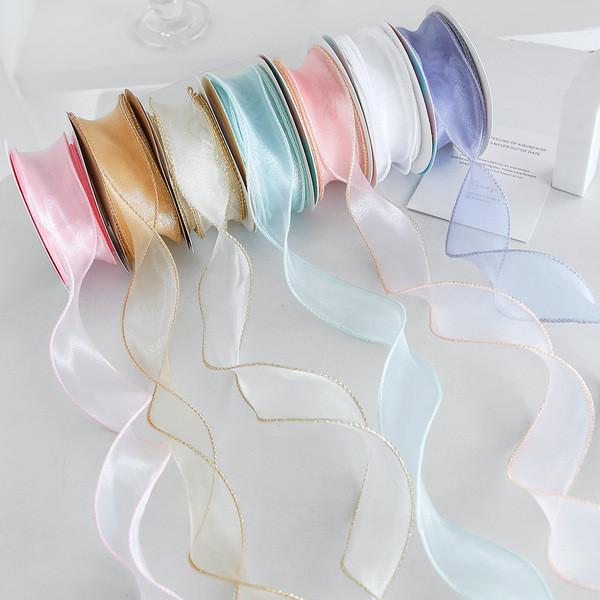 ริบบิ้น 4 cm ริบบิ้นผ้า 4 cm เส้นด้ายดอกไม้สำหรับตกแต่ง พร้อมหางปลามุก ใช้ได้กับริบบิ้นและบรรจุภัณฑ์