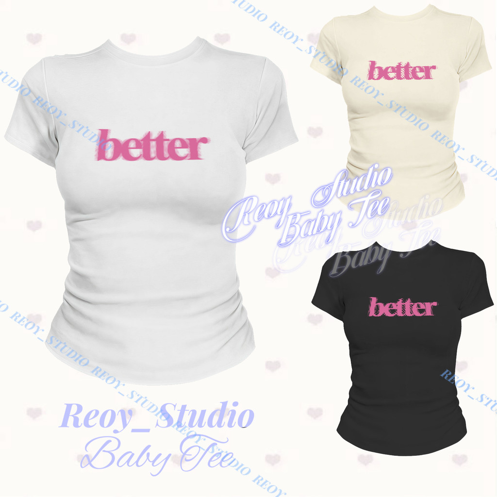 (จัดส่งตลอด 24 ชั่วโมง）REOY_STUDIO♥ baby tee สไตล์เกาหลี TOP y2k 100% ผ้าฝ้าย แฟชั่น baby เข้ารูป เซ
