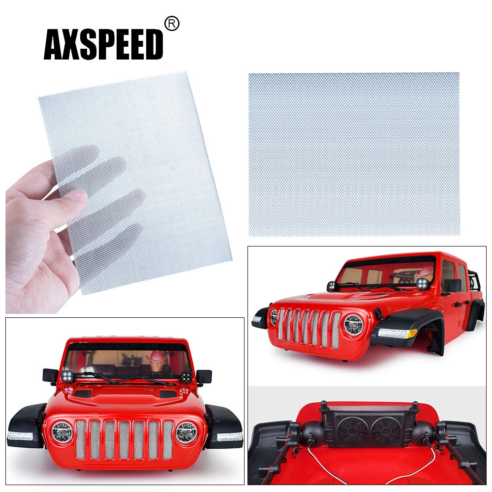 สแตนเลสด้านหน้า Hood Grille หม้อน้ําตาข่ายสําหรับ Axial Scx10 Jeep Wrangler 1/10 Rc Crawler รถอุปกรณ