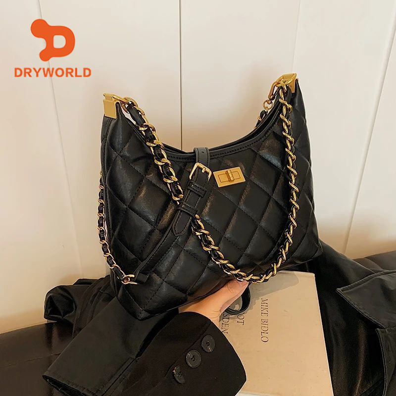 DRYWORLD กระเป๋ากลิ่นหอมขนาดเล็ก 2025 แฟชั่นสไตล์ใหม่ High-End Rhombus ไหล่ Messenger กระเป๋า Classy All-Match กระเป๋าใต้วงแขน