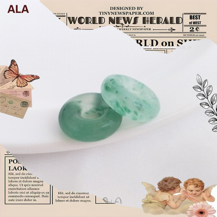 💖ALA เครื่องประดับ DIY💖หยกแอฟริกันธรรมชาติ หยก Bagel สำหรับทำจี้และสร้อยคอ DIY มังกรมีความสวยงามและเ