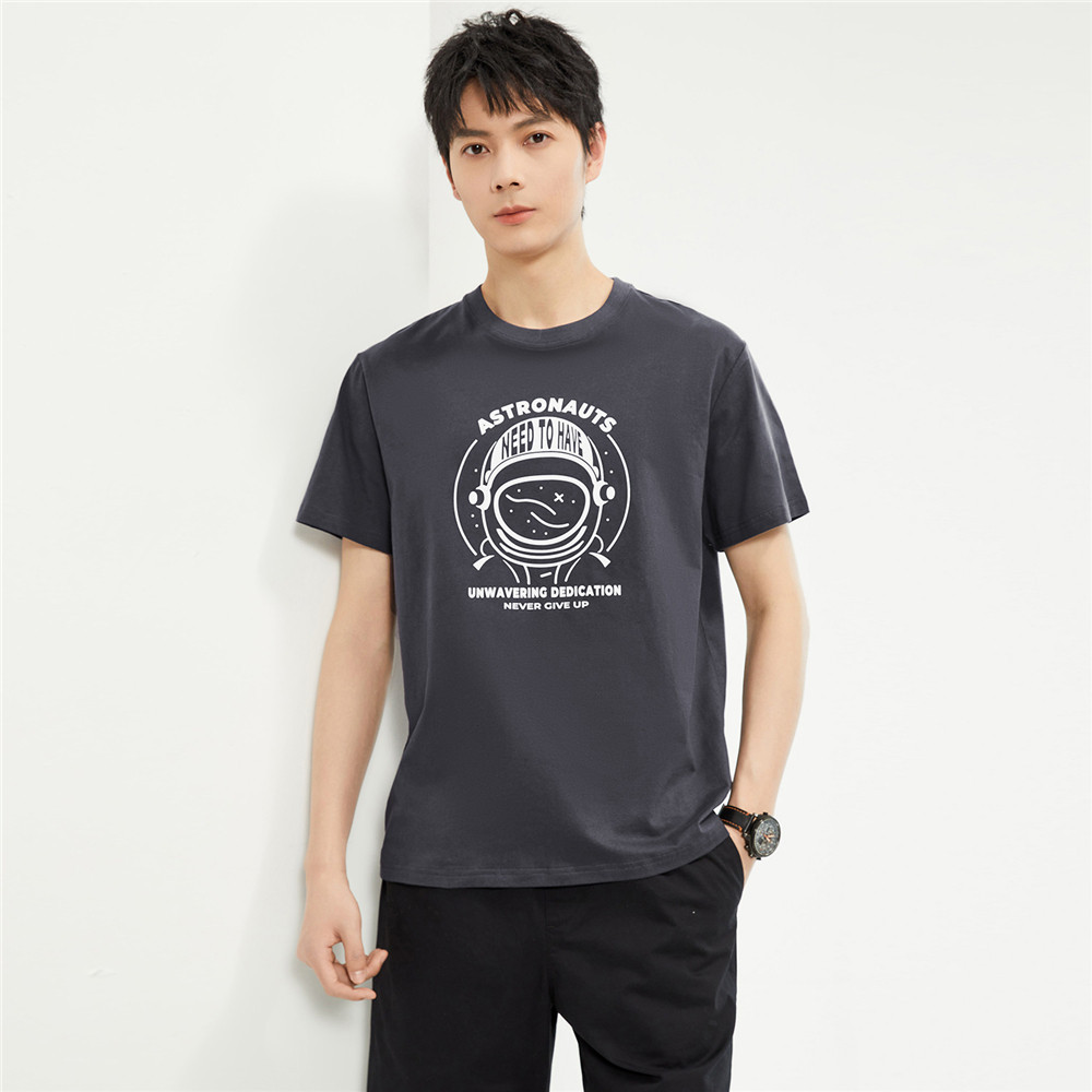 ผู้ชายและผู้หญิงผ้าฝ้ายถัก Interstellar Pioneer พิมพ์รอบคอแขนสั้นเสื้อยืด 13094204