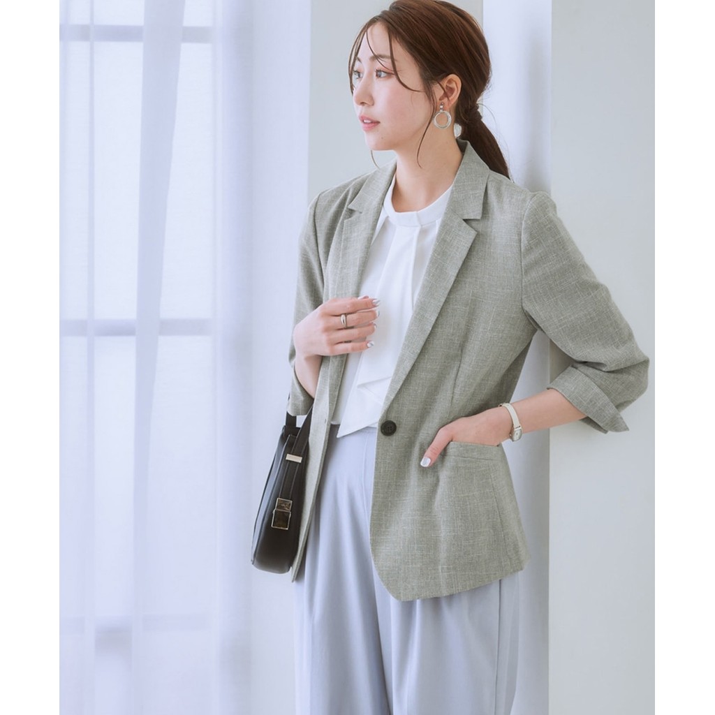 [จัดส่งจากประเทศญี่ปุ่น] Nissen_  เสื้อคลุมสูทสไตล์ญี่ปุ่นแขนสามส่วน 7 ส่วน ผ้าลินินสังเคราะห์สัมผัสเย็นสบาย ️ ป้องกันรังสียูวี UV ได้ดีเยี่ยม ไม่ยับง่าย ซักง่าย ดูแลง่าย ทรงสวยคลาสสิก มีไซส์ใหญ่ถึง 5L  ใส่ทำงาน ออฟฟิศ เดินทาง หรือวันสบายๆ พกพาสะดวก พร้อม