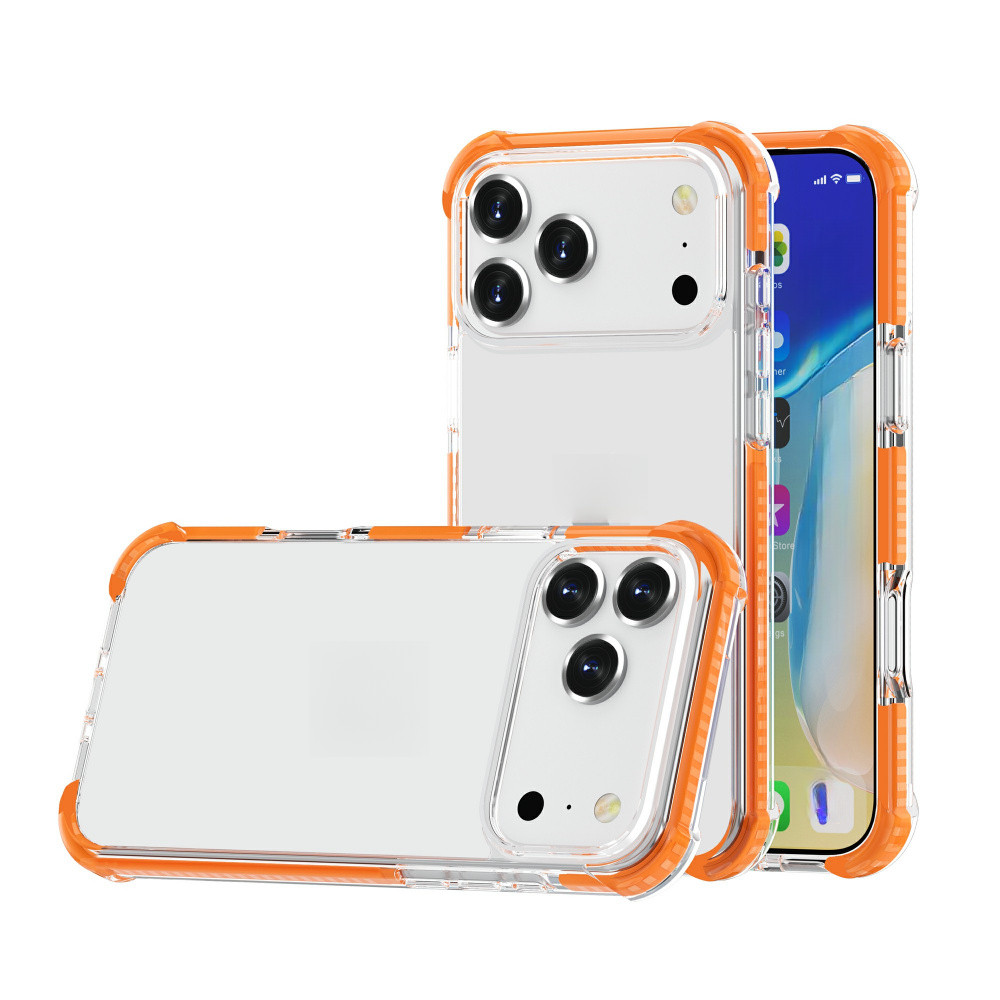 โปร่งใส Thicken อะคริลิคเคสโทรศัพท์สี่มุมกันกระแทกสําหรับ iPhone 17 16 15 14 13 12 11 Pro Promax 17 Air 16 15 14 Plus สี Anti Slip กรอบปลอก