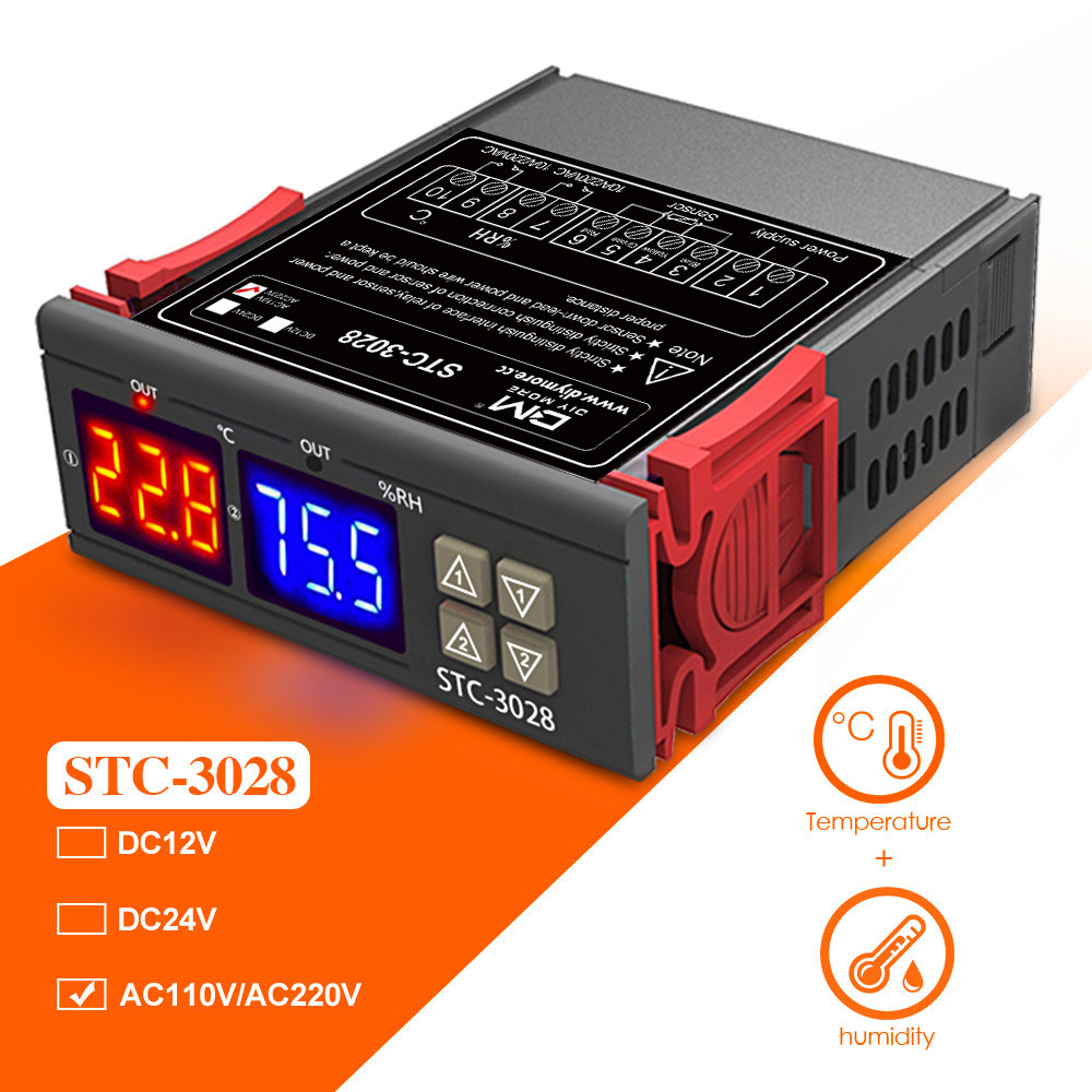 ดิจิตอล STC-3028 AC110-220V LCD อุณหภูมิความชื้นควบคุมอุณหภูมิ ไข่ฟักไข่ ซีไลฟ์ พาวิลเลี่ยน อุณหภูมิความชื้น