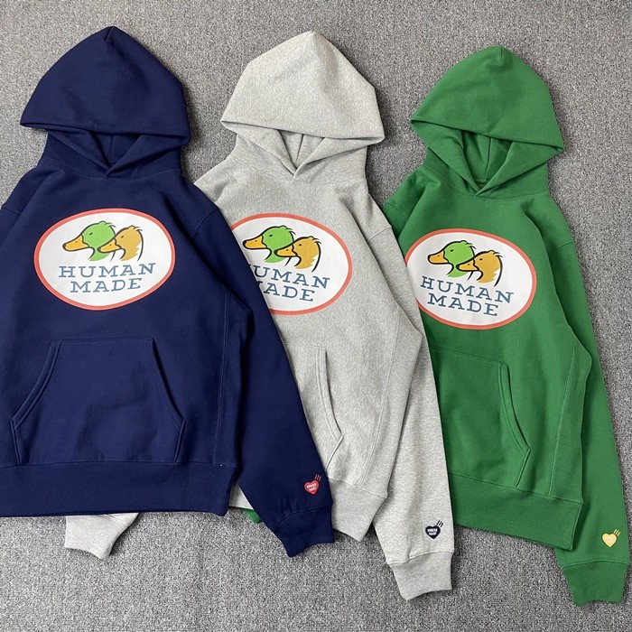 Human.made ฤดูใบไม้ร่วงHoodieคู่เป็ดหัวพิมพ์ตัวอักษรแนวโน้มญี่ปุ่นJokerเสื้อกันหนาวแขนยาว