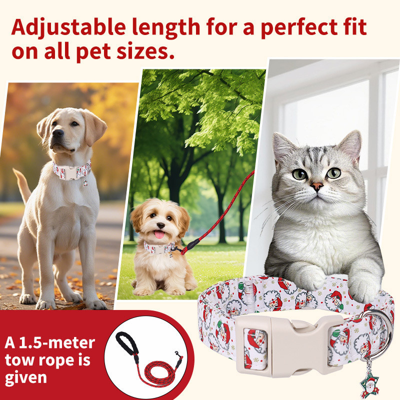 Dog Christmas Pet Collar Leash Large Medium Small Dog Outing Special Collar Pet Dog Collar