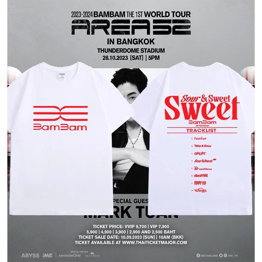 💗พร้อมส่ง💘เสื้อยืดแขนสั้น คอนเสื้อ BamBam KPOP BamBam คอนเสิร์ต เดี่ยวครั้งแรก แบมแบม เสื้อยืดผ้า Co