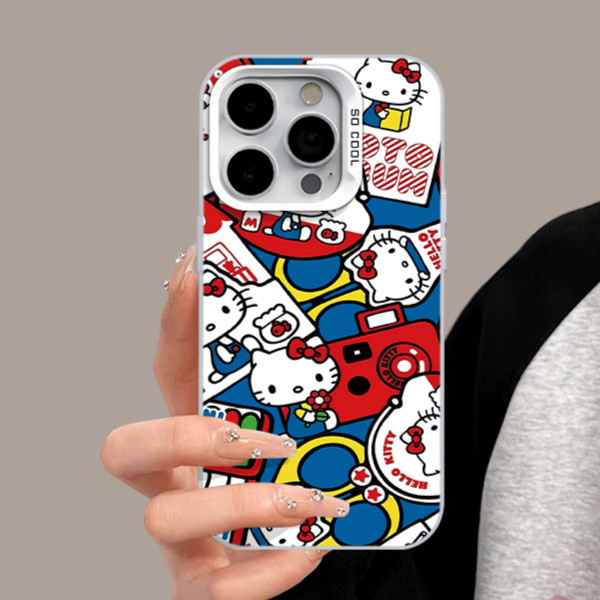 เคสโทรศัพท์ลายดอกไม้ Hello Kitty ใช้ได้กับ iPhone 17/16/15/14 Pro Max/12/13/11, X/XSMax/XR, 7/8Plus กันกระแทก ZTMSCY0169