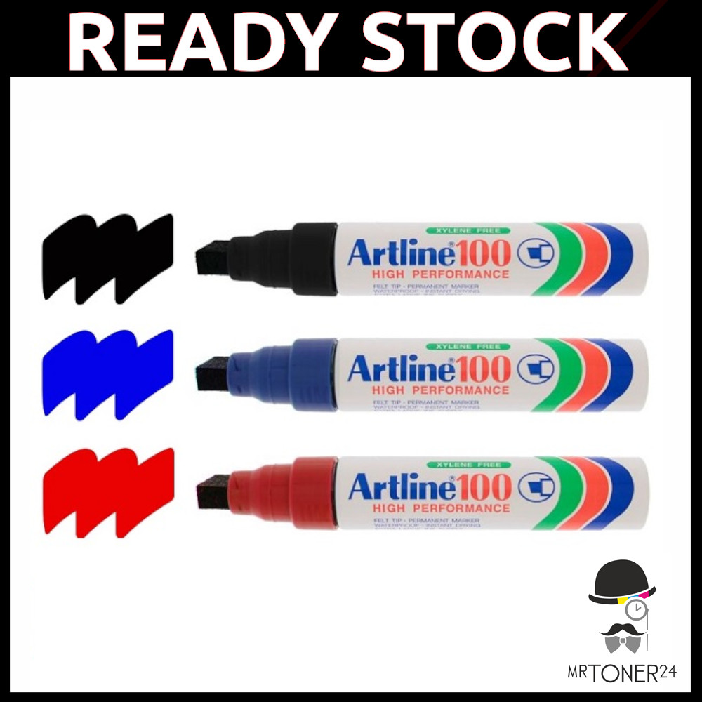 ปากกามาร์กเกอร์ถาวร Artline 100 / ปากกา Penanda Kekal (สีดํา / น้ําเงิน / แดง)
