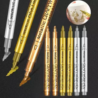 1 ชิ้น ปากกามาร์คเกอร์สีเมทัลลิก 1.5 มม. ทองเงิน กันน้ำ เขียนโลหะ ปากกาลายเซ็น งานศิลปะ DIY