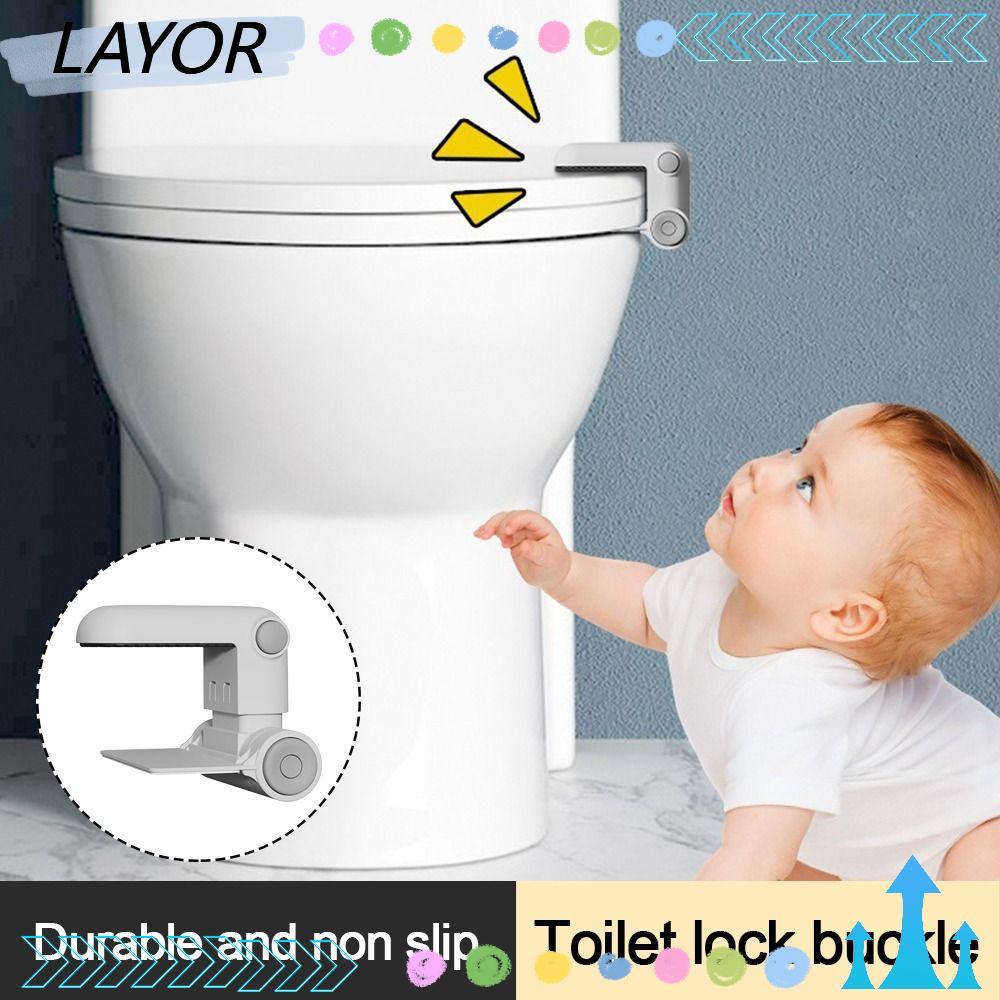 LAYOR ล็อคห้องน้ําเด็ก, ฝาชักโครกป้องกันการเปิดแบบมีกาวในตัว, ล็อคที่นั่ง, ล็อคป้องกันความปลอดภัยสีขาวอเนกประสงค์