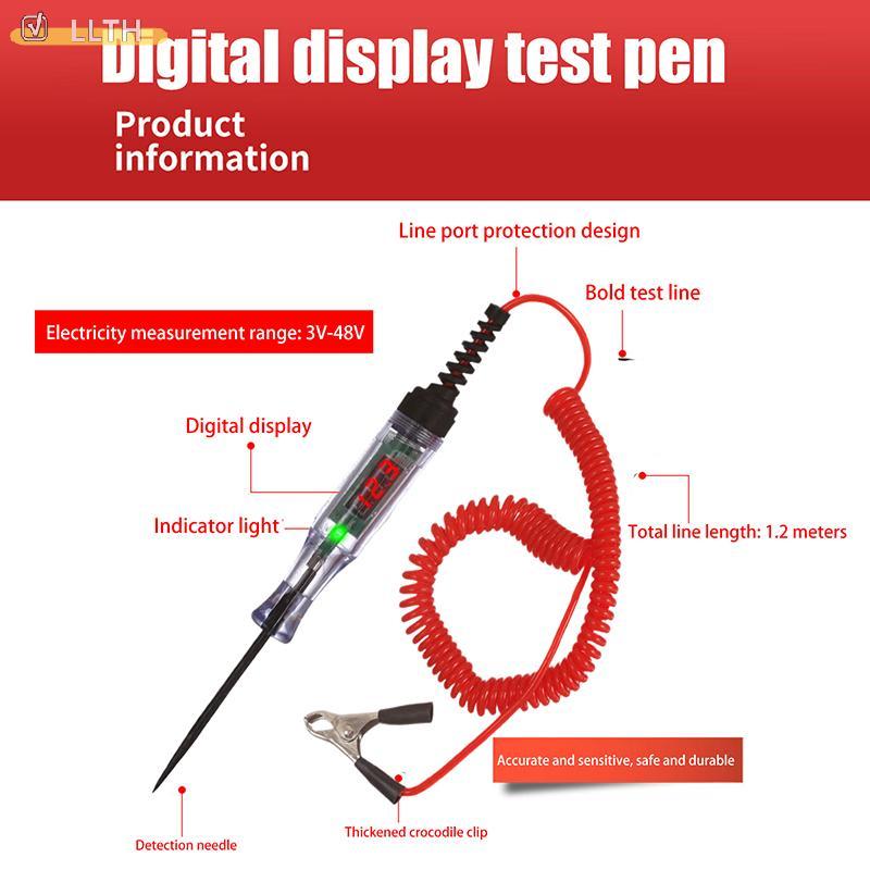 LLTH Heavy Duty 5-48V Backlit Digital LED Circuit Tester, Auto Test Light Digital LED Circuit Tester
