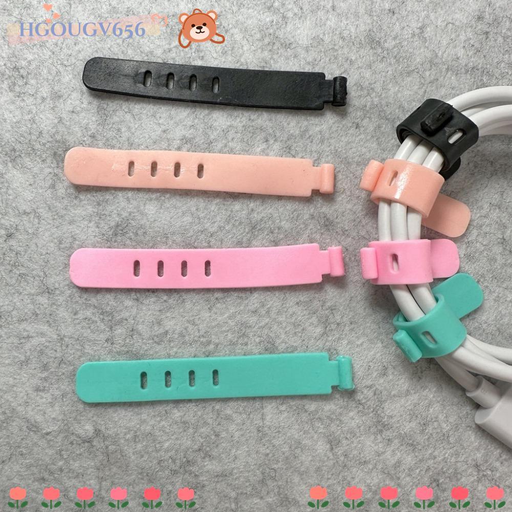 HGOUGVT เครื่องตัดด้ายยาง, TPR 6 สีอุปกรณ์จัดเก็บสายเคเบิลข้อมูล, สายรัดผูก 4 หลุม