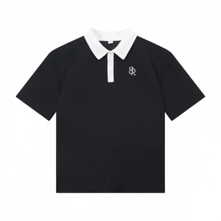 B&R สไตล์ญี่ปุ่น เสื้อโปโลผู้ชาย ผ้าวาฟเฟิล การออกแบบประกบ หลวมและหลากหลาย