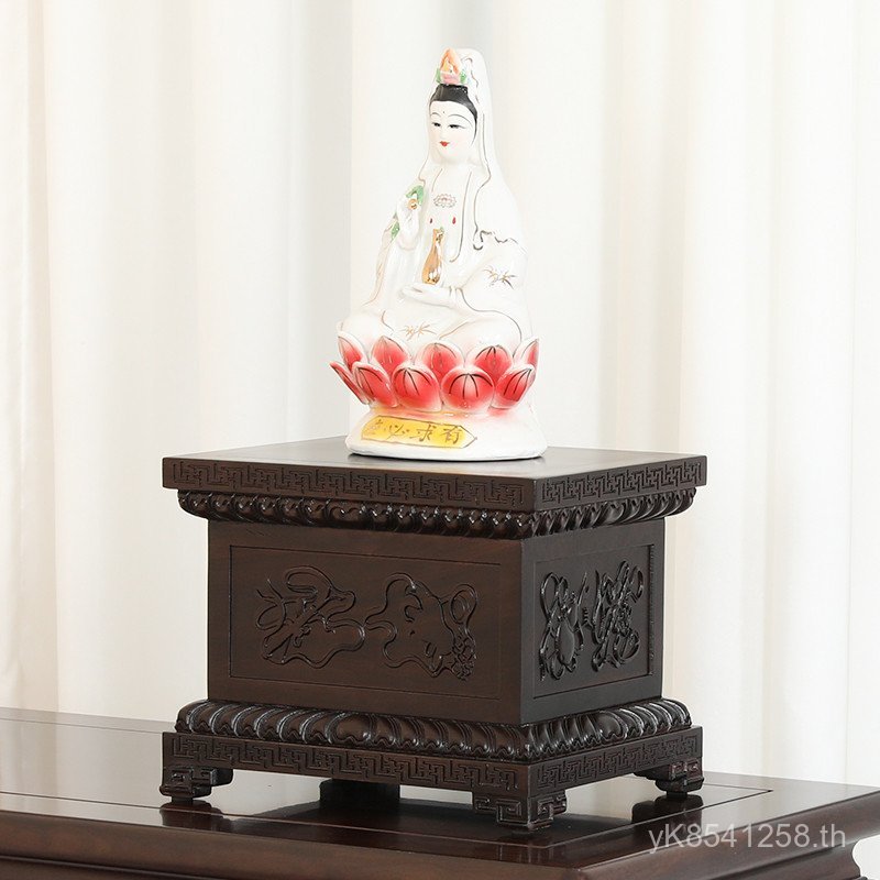 ความสูงพระพุทธรูปเครื่องประดับไม้เนื้อแข็ง W9YX เพชรแกะสลักฐานสแควร์ Guanyin พระโพธิสัตว์ Guan Gongl