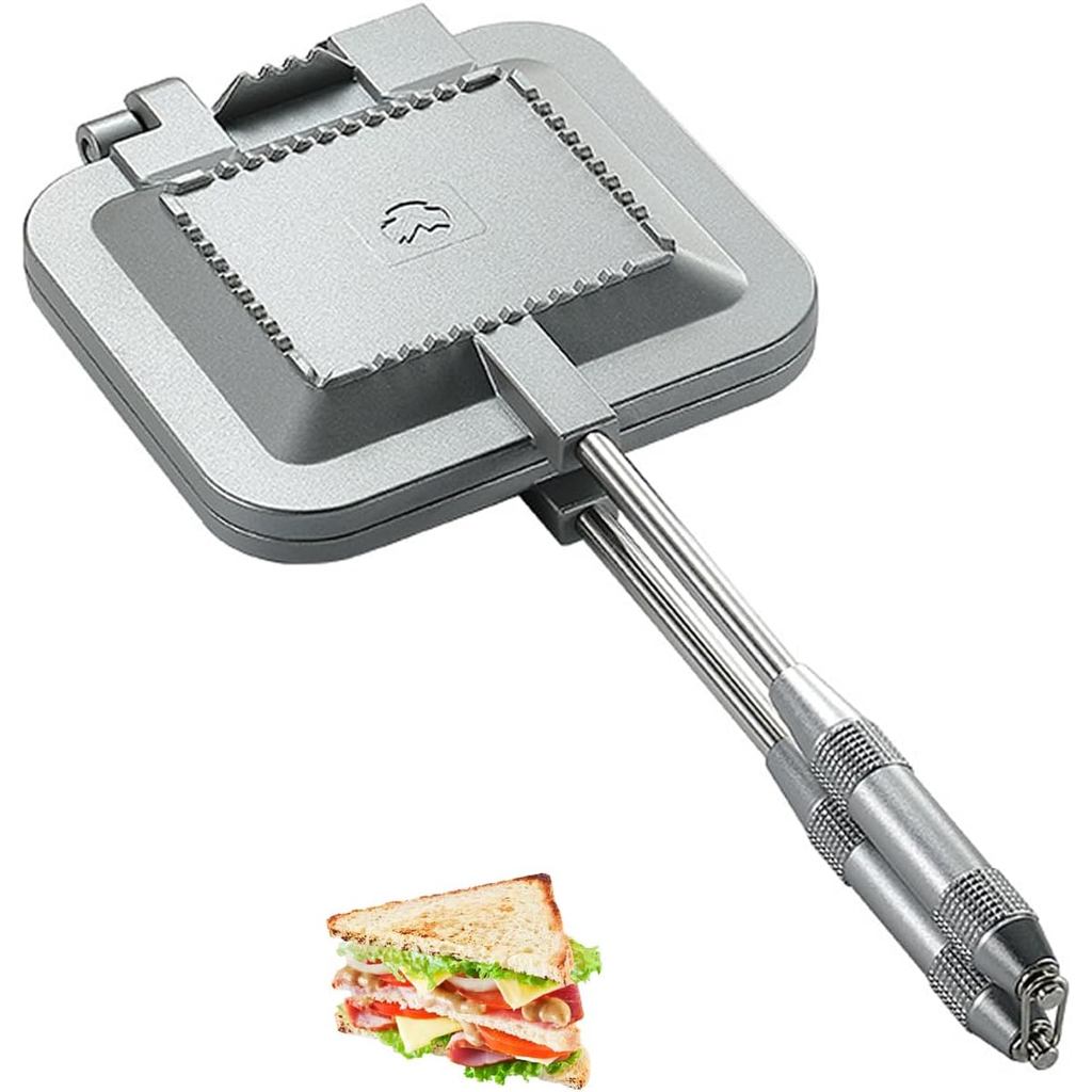 Campfire Sandwich Toaster อลูมิเนียม เตาทำอาหารสำหรับแคมปิงและปิกนิก (ใช้เศษไม้)