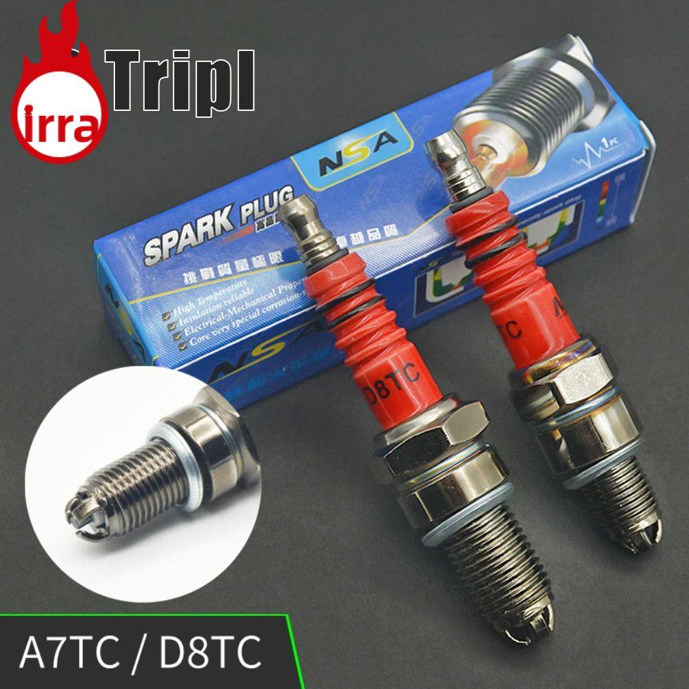 IRRA Racing Sparking Plug, 3 Triple Electrode โลหะรถจักรยานยนต์ Spark Plug,เปลี่ยน A7TC D8TC Dirt Bi