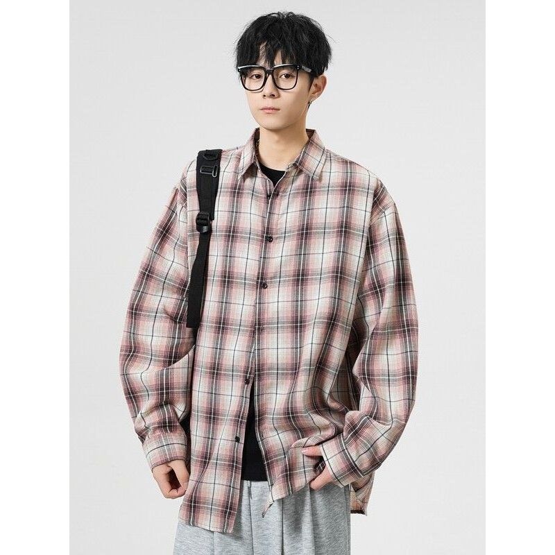 mave.matters gq เสื้อเชิ้ต ลดล้างสต๊อกเสื้อเชิ้ตลายสก็อตแขนยาวผู้ชายฤดูใบไม้ผลิและฤดูร้อน2025เสื้อเช