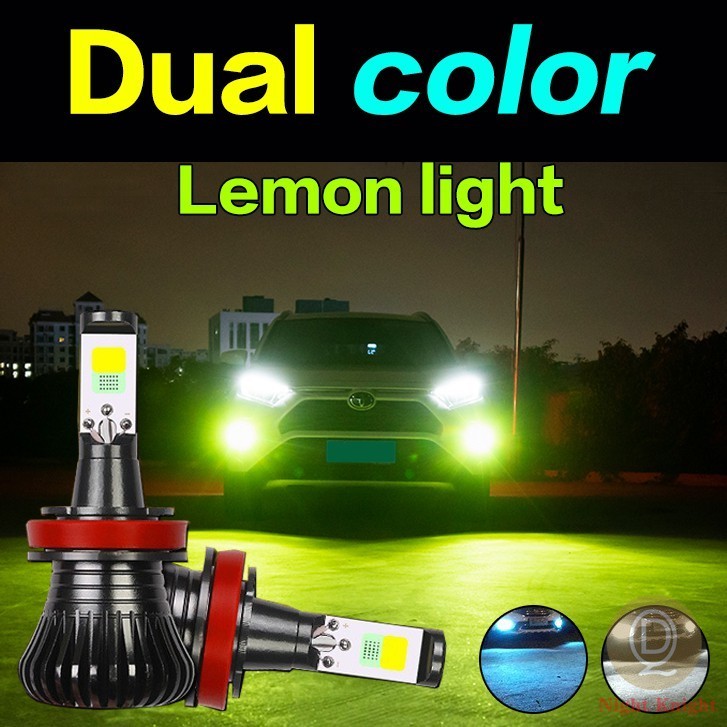 2 ชิ้นรถ LED หมอกโคมไฟ Dual สีหมอกไฟหน้าไฟหน้า H3 H7 H11 9005 881 H4 H8 H16 9006 HB3 HB4 880 881 H27