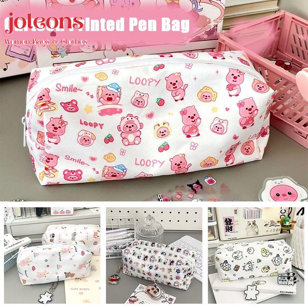 JOLEONS Pencil , Back To School Canvas Pen Bag, Cartoon Large Capacity Loopy/Crayon Shin-chan/Cikawa