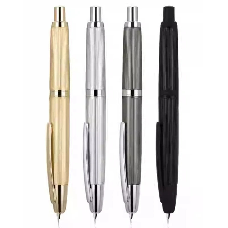 ใหม่ Jinhao 10 กด Fountain ปากกา Retractable Ef/f Nib โลหะ Matte สีดําพร้อมคลิปเขียนหมึกปากกา Conver