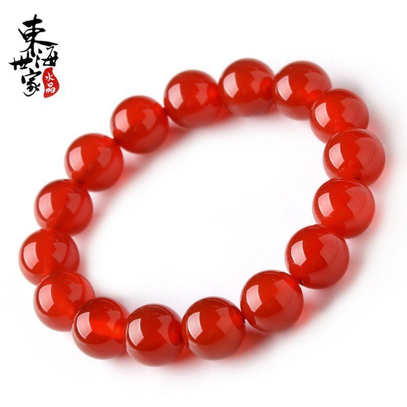 คริสตัลอาเกตสีแดง ลูกปัดวงกลมแบบคล้อง สำหรับทำสร้อยข้อมือ ยี่ห้อ Benming ตามมาตรฐาน TCCC