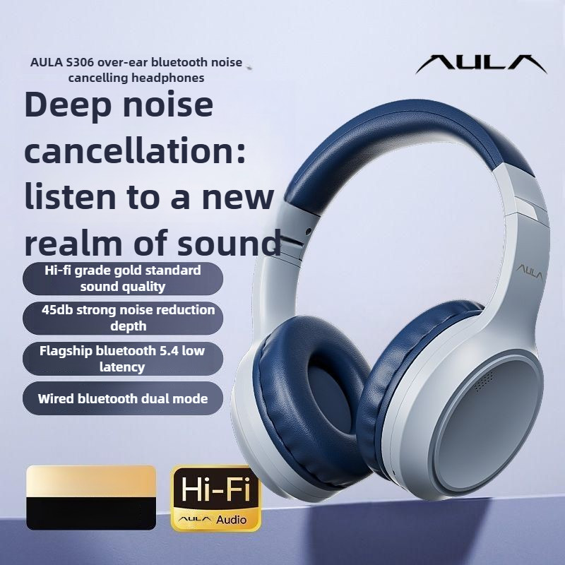AULA S306 ANC หูฟังบลูทูธ Hi-Fi Sound Dual-Mode Active 45dB Noise Cancelling 72H อายุการใช้งานแบตเตอ